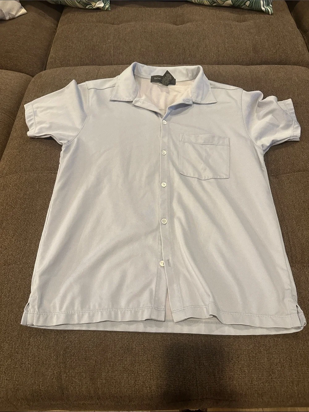 Banana Republic Pale Blue Short Sleeve Button-Down Shirt
